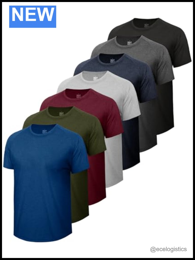 7 Pack Quick Dry Moisture Wicking Athletic T-Shirts For Men